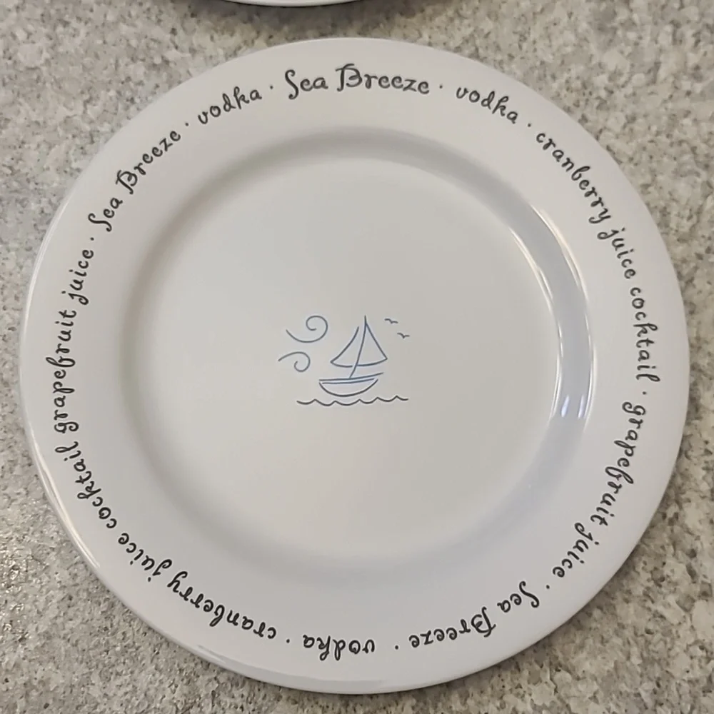 Pottery Barn Cocktail Recipe Plate Set of 4